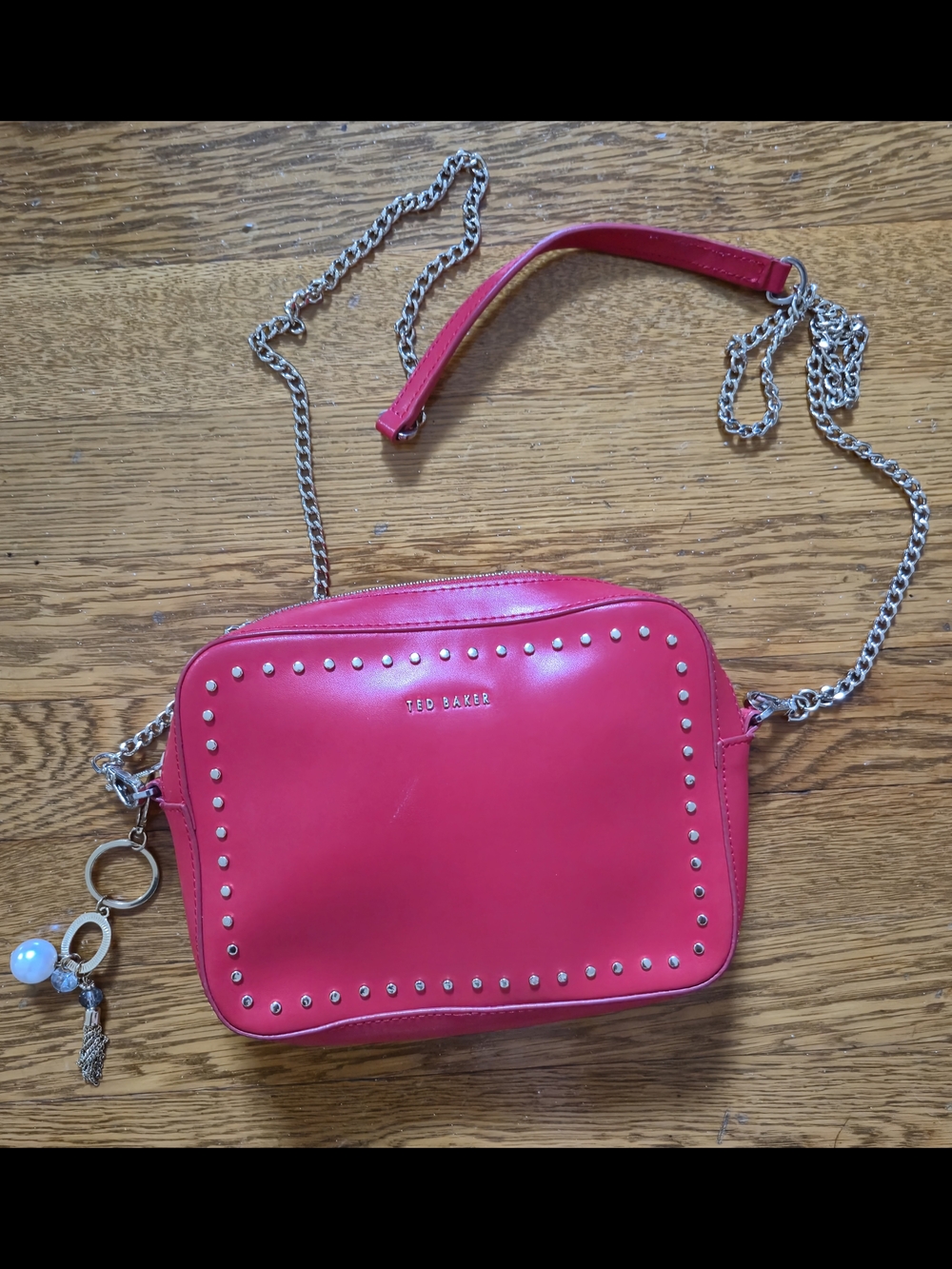 Ted Baker Red leather Studded Crossbody Bag